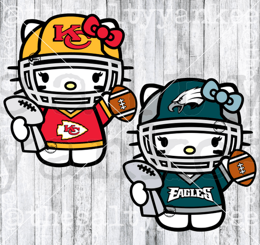 Cute Kitties In Super Bowl Teams Football Attire Svg And Png File Download Downloads