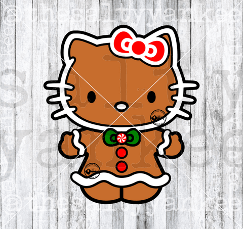 Cute Kitty As Gingerbread Cookie Svg And Png File Download Downloads