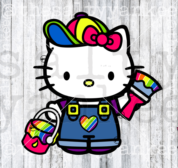 Cute Kitty As Retro Rainbow Panda Painter Svg And Png File Download Downloads