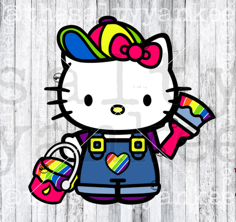 Cute Kitty As Retro Rainbow Panda Painter Svg And Png File Download Downloads