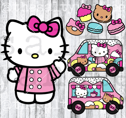 Cute Kitty Bakery Van Bundle Svg And Png File Download Downloads
