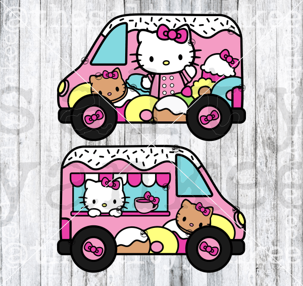 Cute Kitty Bakery Van Bundle Svg And Png File Download Downloads