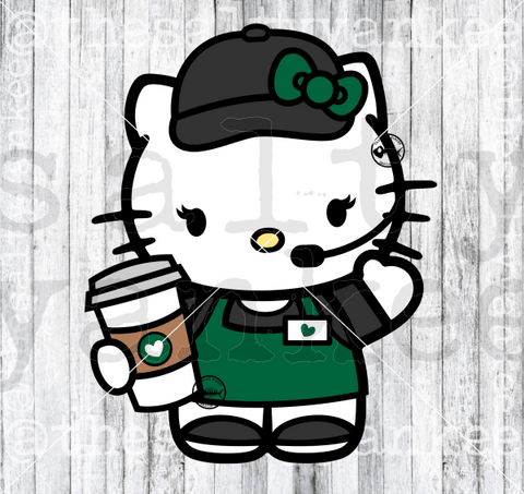 Cute Kitty Barista Svg And Png File Download Downloads