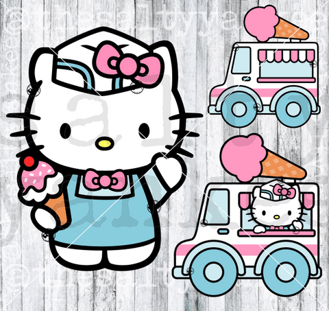 Cute Kitty Ice Cream Truck Svg And Png File Download Downloads