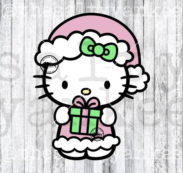 Cute Kitty In Pink Santa Outfit Svg And Png File Download Downloads