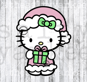 Cute Kitty In Pink Santa Outfit Svg And Png File Download Downloads