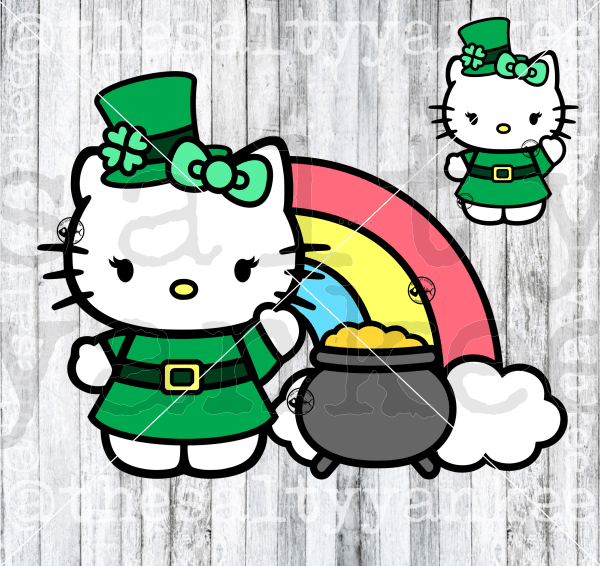 Cute Kitty In Saint Patricks Day Dress Svg And Png File Download Downloads
