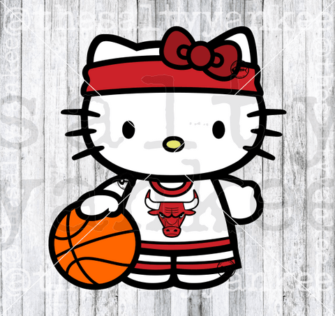 Cute Kitty In Team Basketball Attire Svg And Png File Download Downloads