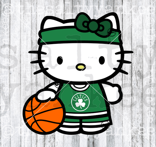 Cute Kitty In Team Basketball Attire Svg And Png File Download Downloads