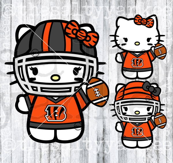 Cute Kitty In Team Football Attire Svg And Png File Download Downloads
