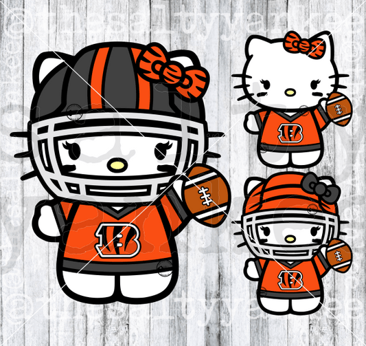 Cute Kitty In Team Football Attire Svg And Png File Download Downloads