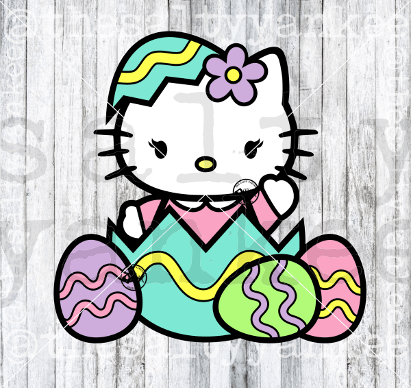 Cute Kitty Inside Easter Egg Svg And Png File Download Downloads