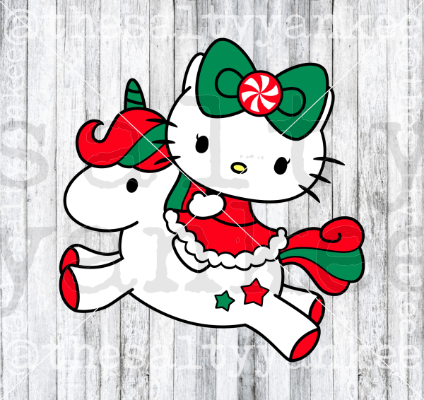 Cute Kitty On Christmas Unicorn Svg And Png File Download Downloads