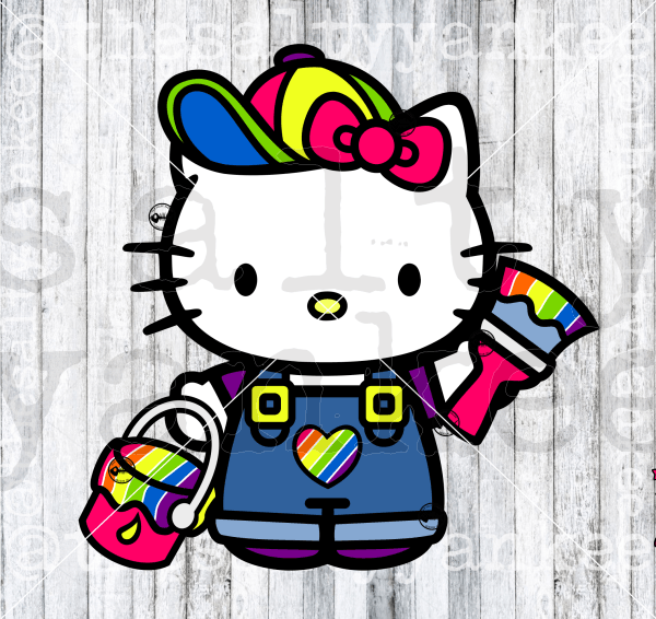 Cute Kitty Retro Rainbow Bundle Svg And Png File Download Downloads