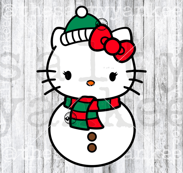 Cute Kitty Snowman Svg And Png File Download Downloads