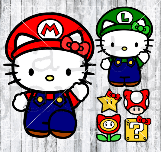 Cute Kitty Video Game Brothers Svg And Png File Download Downloads