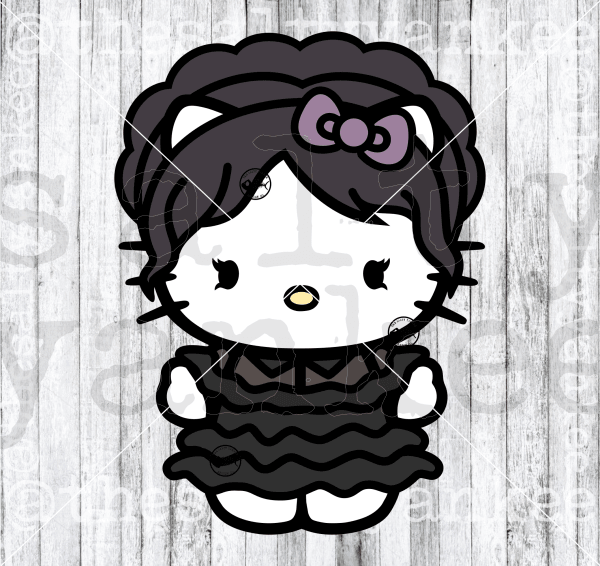 Cute Kitty Wednesday In Formal Dress Svg And Png File Download Downloads