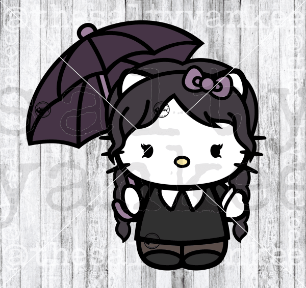 Cute Kitty Wednesday With Parasol Svg And Png File Download Downloads