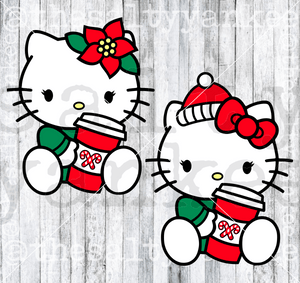 Cute Kitty With Peppermint Latte Svg And Png File Download Downloads