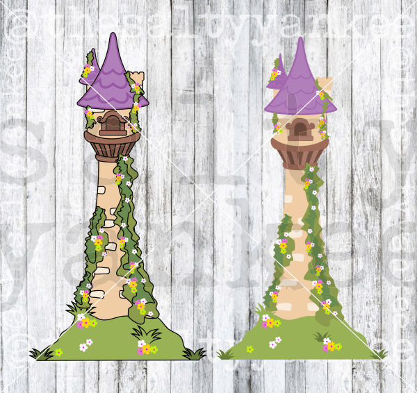 Fairytale Princess Tower With Floral Accents Svg And Png File Download Downloads