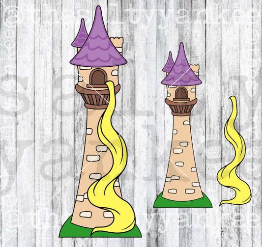 Fairytale Princess Tower With Hair Flowing Out Svg And Png File Download Downloads