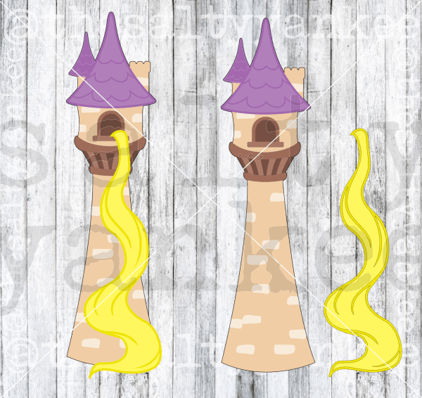 Fairytale Princess Tower With Hair Flowing Out Svg And Png File Download Downloads
