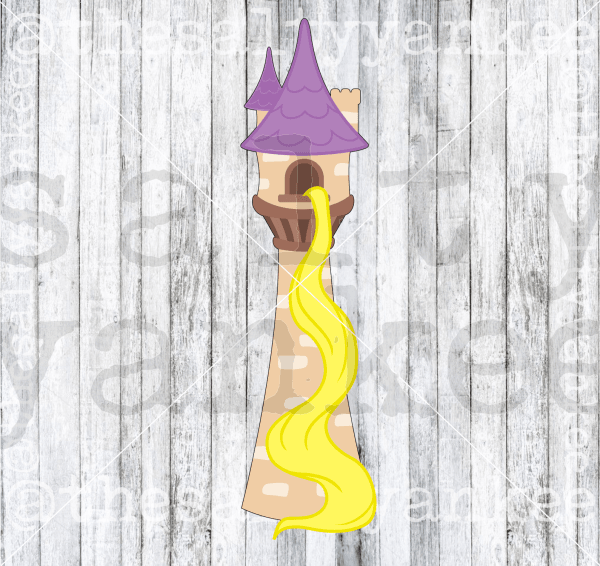 Fairytale Princess Tower With Hair Flowing Out Svg And Png File Download Downloads