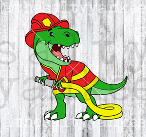 Fireman Firefighter Dinosaur Dino T Rex Layered Svg And Png File Download