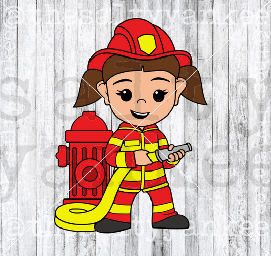 Fireman Firefighter Kid Girl Layered Svg And Png File Download