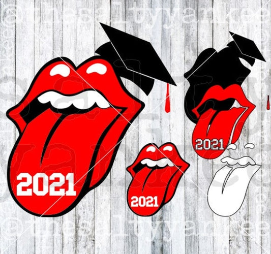 Graduation 2021 Lips And Tongue Clipart Svg Png File Download