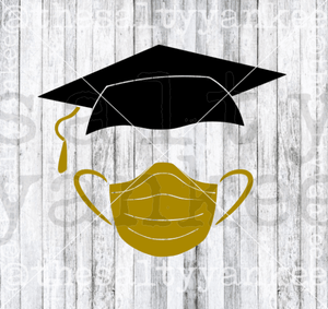 Graduation Cap With Face Mask Svg And Png File Download