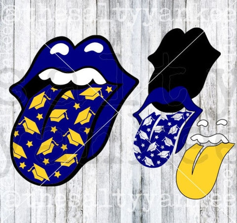 Graduation Caps Pattern Lips And Tongue Clipart Svg Png File Download