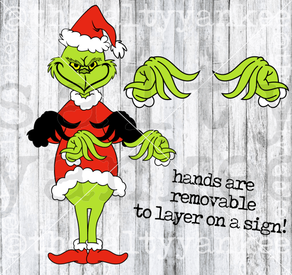 Grinch Full Body Sign Holder Svg And Png File Download Downloads