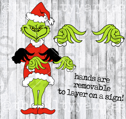 Grinch Full Body Sign Holder Svg And Png File Download Downloads