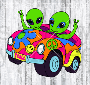 Groovy Aliens In Retro Car Svg And Png File Download Downloads