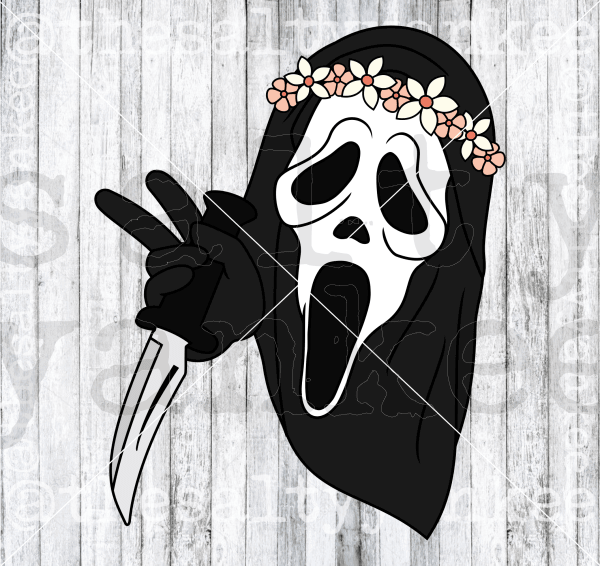 Hippie Horror Movie Ghost With Knife Svg And Png File Download Downloads