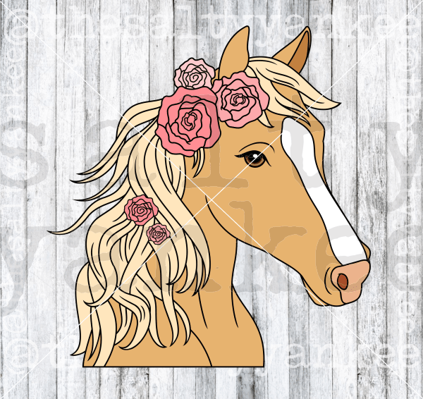 Horse With Flowers Svg And Png File Download Downloads