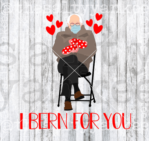 I Bern For You Valentines Day Bernie Sanders Inauguration Meme Minimalist Portrait Svg And Png File