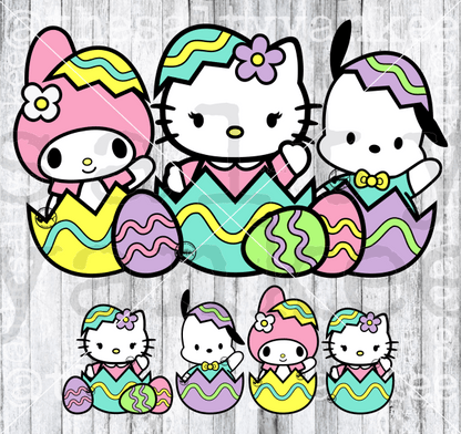 Kitty Friends Inside Easter Egg Svg And Png File Download Downloads