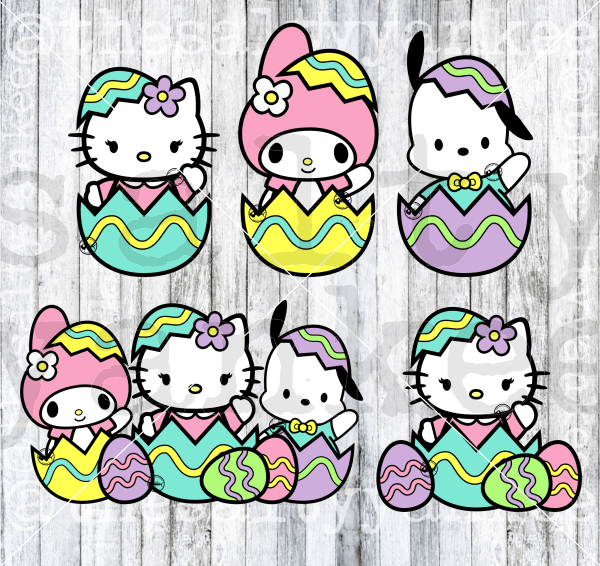 Kitty Friends Inside Easter Egg Svg And Png File Download Downloads