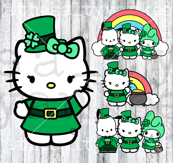 Kitty Friends Saint Patricks Day Bundle Svg And Png File Download Downloads
