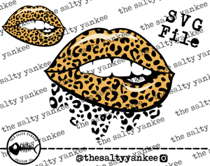 Leopard Print Dripping Biting Lips Teeth Svg And Png File Download Downloads