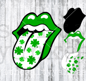 Lips And Tongue Clipart Saint Patricks Day Shamrocks Svg Png File Download Downloads