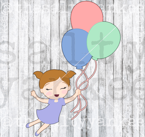 Little Girl With Balloons Layered Svg And Png File Download
