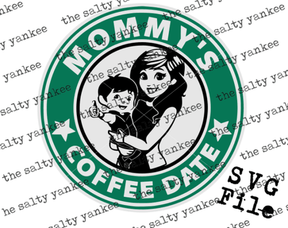 Mommys Coffee Date Single Child Boy And Girl Svg Png File Download Downloads