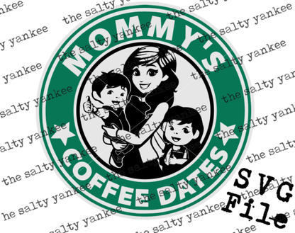 Mommys Coffee Date Two Children All Combos Svg And Png File Download Downloads