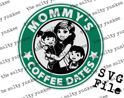 Mommys Coffee Date Two Children All Combos Svg And Png File Download Downloads