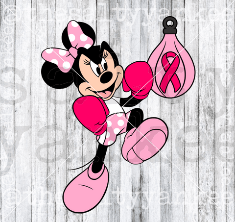 Mouse Boxing Punching Bag With Breast Cancer Ribbon Svg And Png File Download Downloads