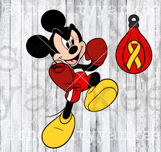 Mouse Boxing Punching Bag With Pediatric Cancer Ribbon Svg And Png File Download Downloads