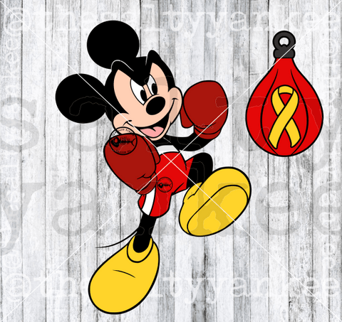 Mouse Boxing Punching Bag With Pediatric Cancer Ribbon Svg And Png File Download Downloads